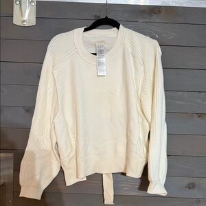Pilcro by Anthropology Woman’s plus cropped  Cream Crewneck Sweater